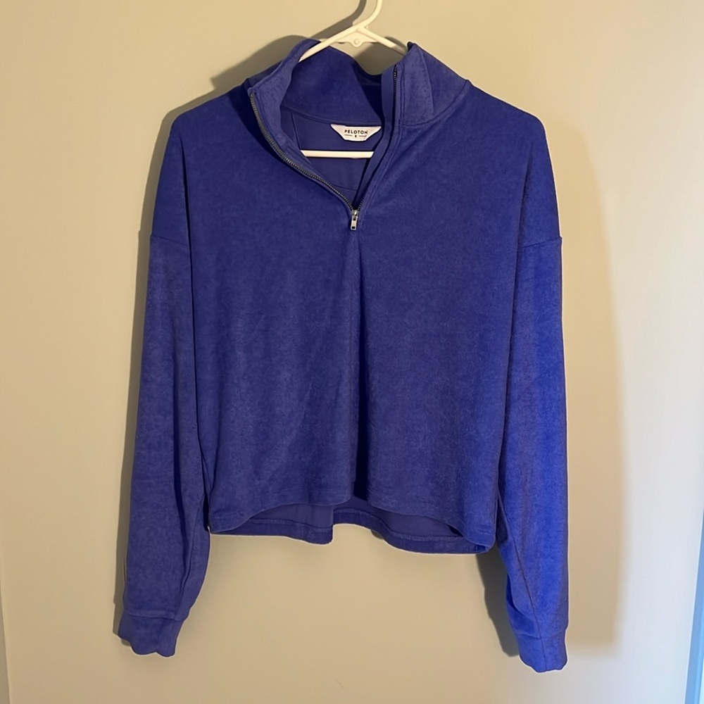 Blue Purple Peloton Terry Cloth Cropped Sweatshirt